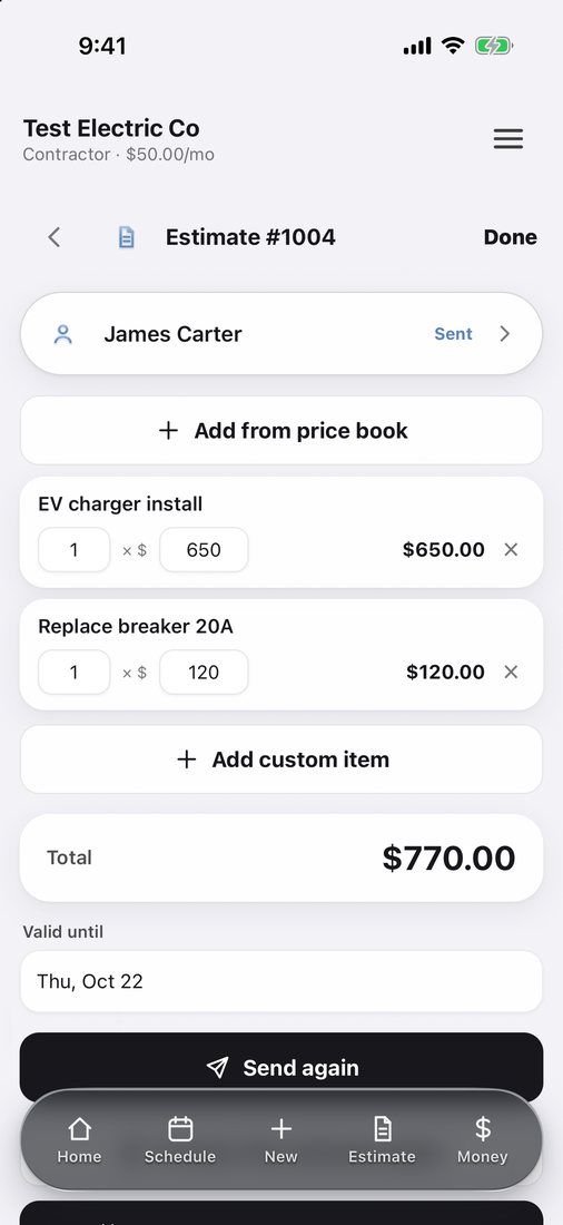 Estimate editor