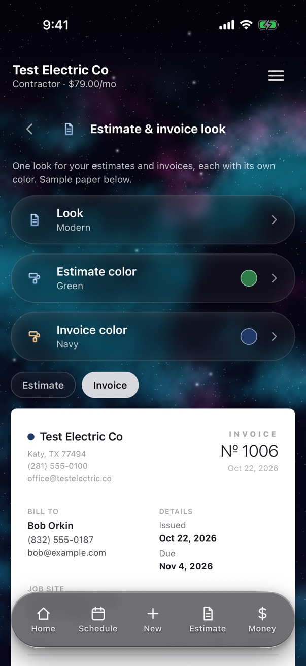 Estimate and invoice look