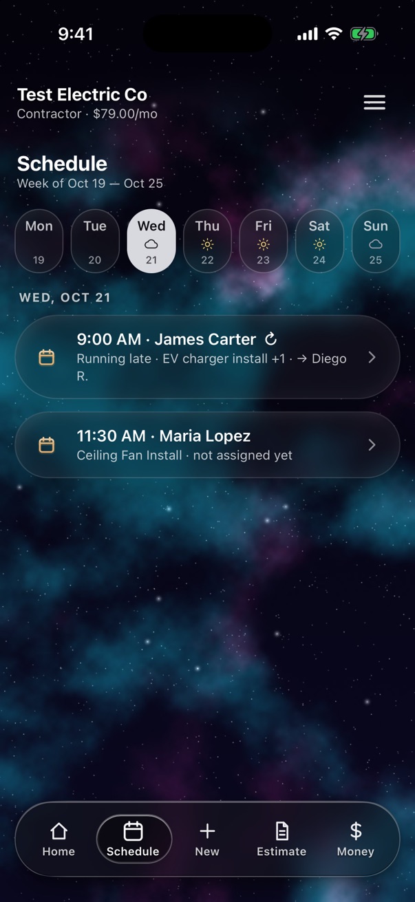 Schedule with weather